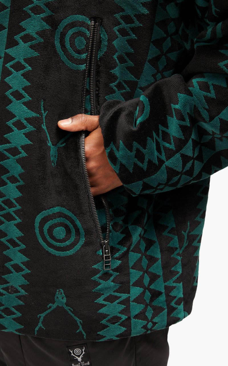 South2 West8 Weather Effect Jacket Velvet Jq. Skull & Target Black/Green
