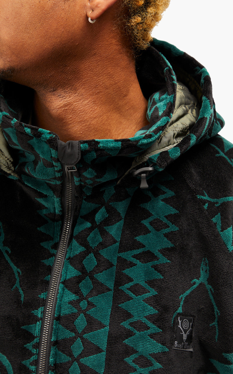 South2 West8 Weather Effect Jacket Velvet Jq. Skull & Target Black