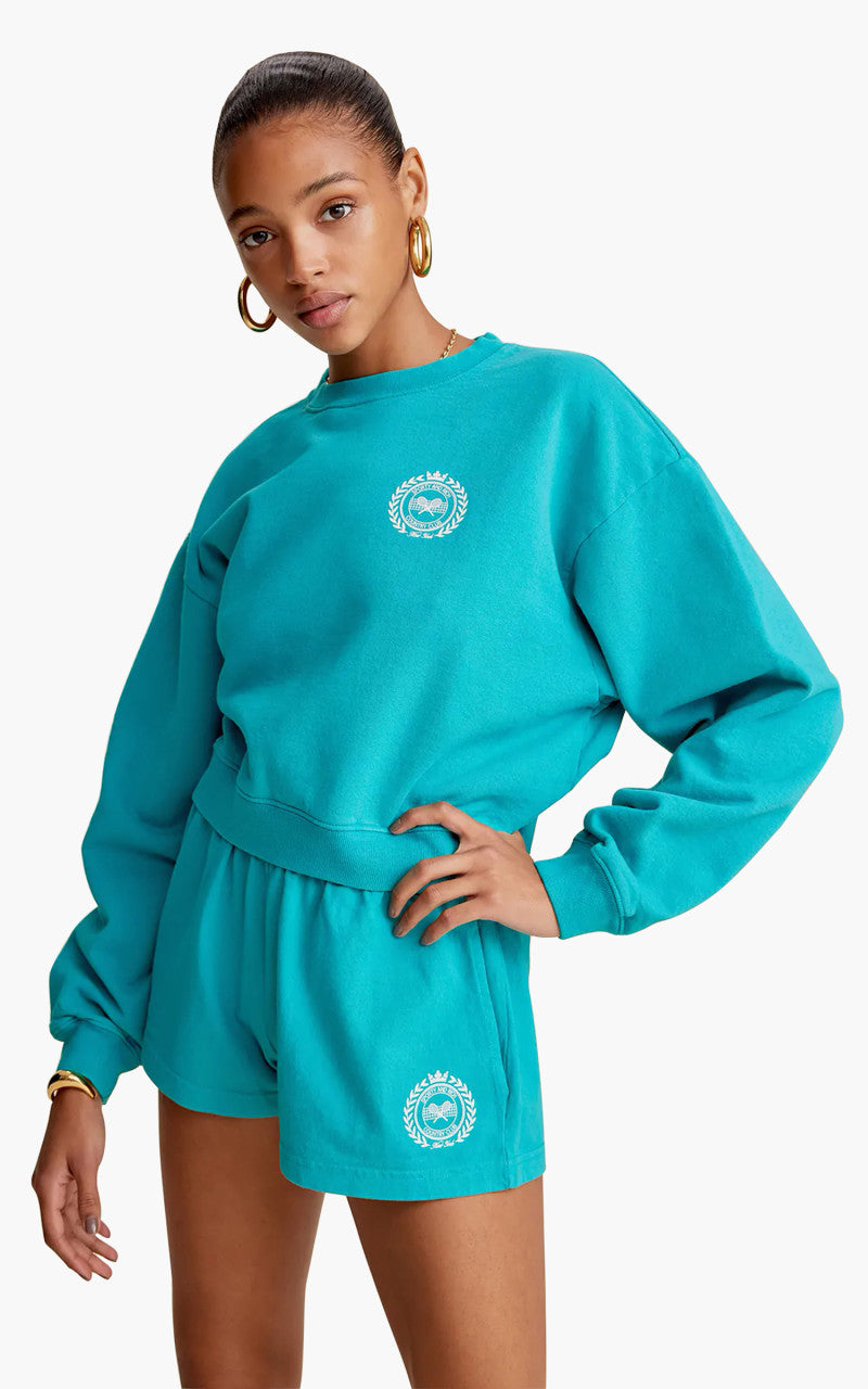 Sporty & Rich NY Country Club Cropped Crewneck Teal