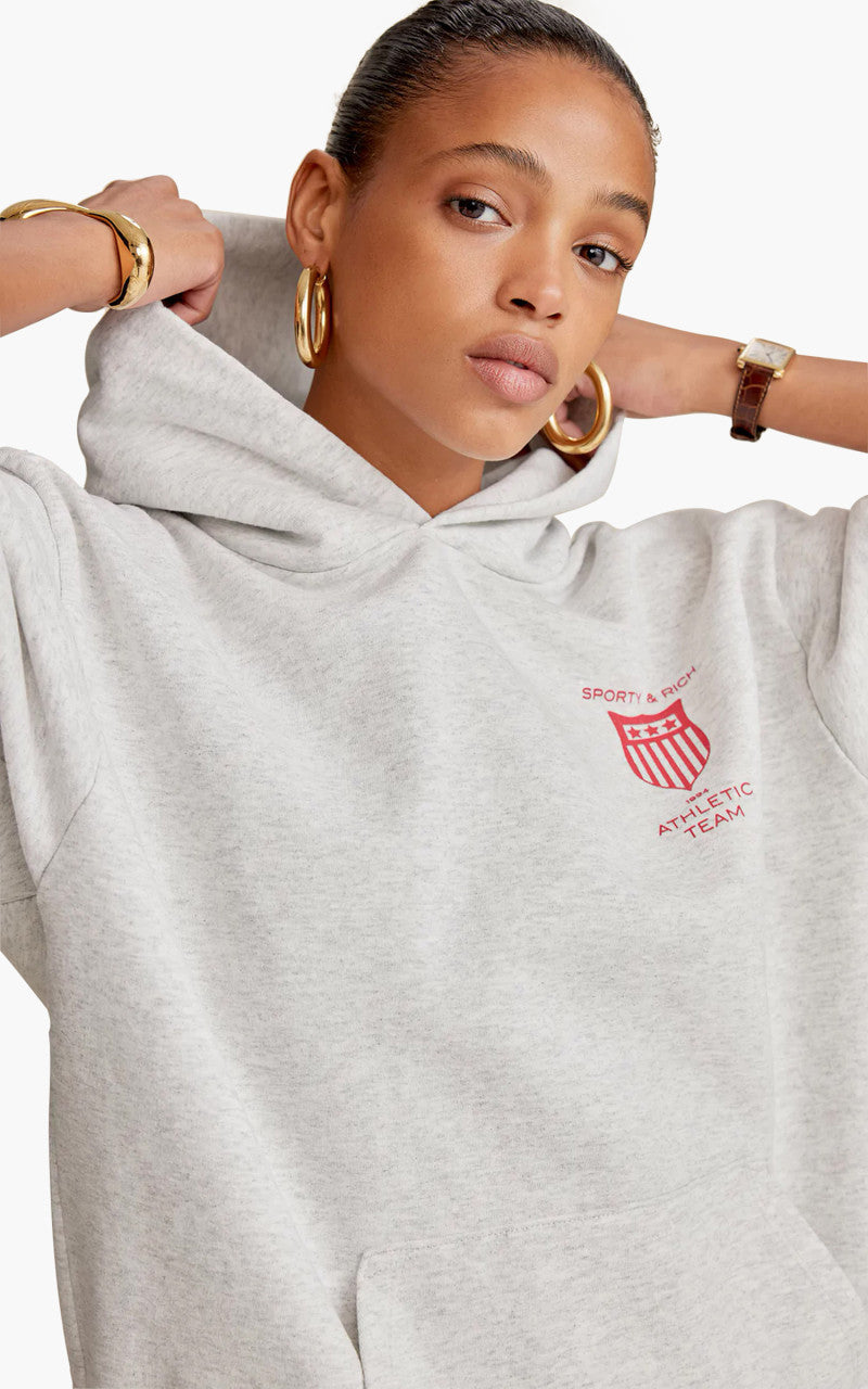 Sporty & Rich Athletic Team Hoodie Heather Gray