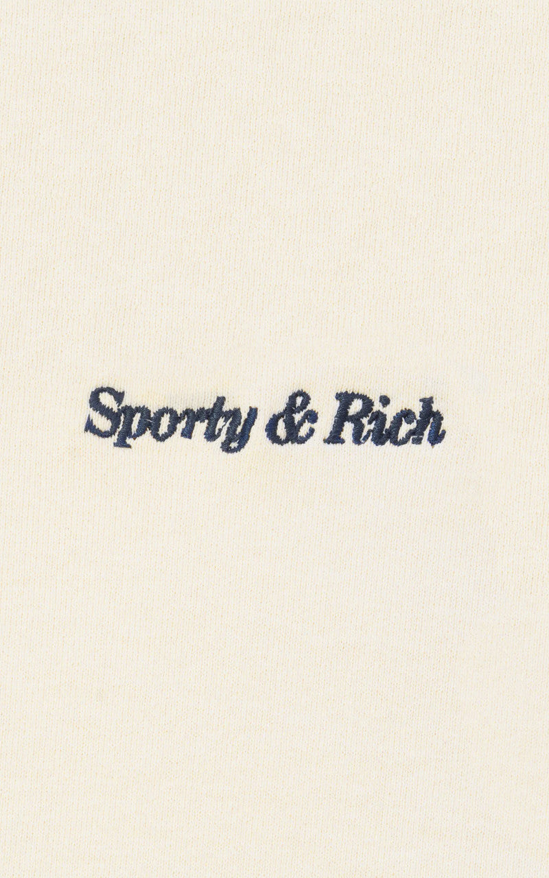 Sporty & Rich Classic Logo Embroidered Polo Cream
