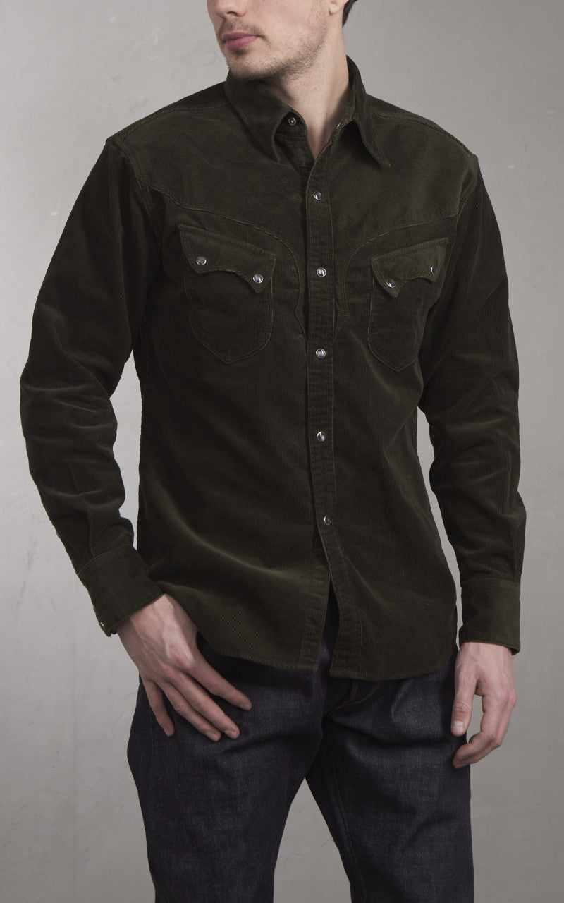 Stevenson Overall Co. Cody Corduroy Shirt Dark Olive