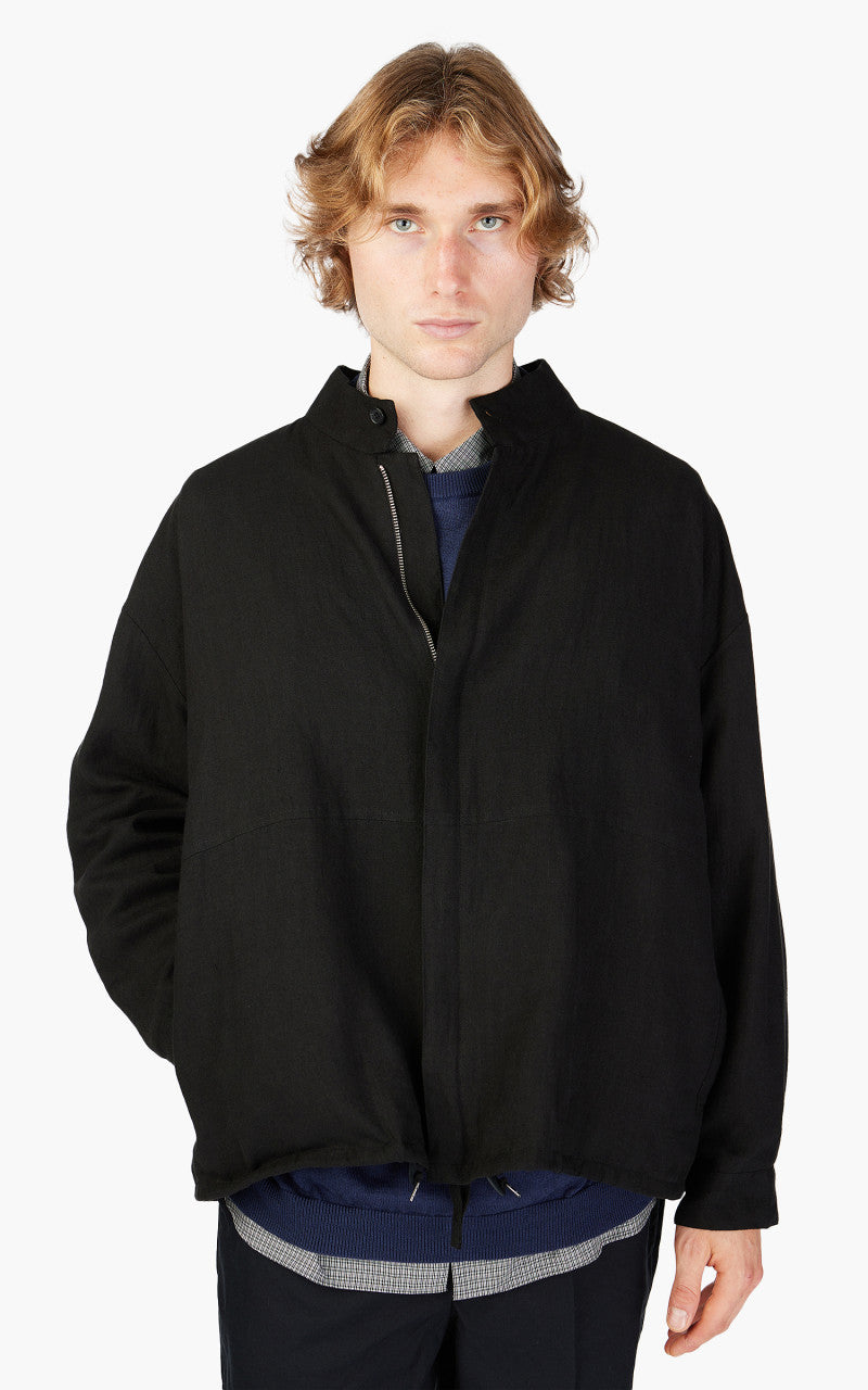 Still By Hand Peach Skin Linen Blouson Ink Black