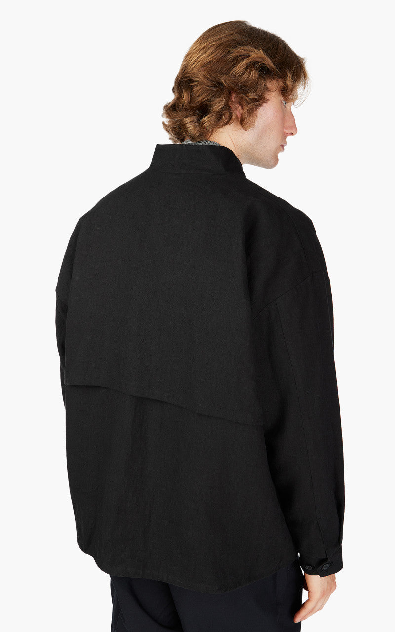 Still By Hand Peach Skin Linen Blouson Ink Black