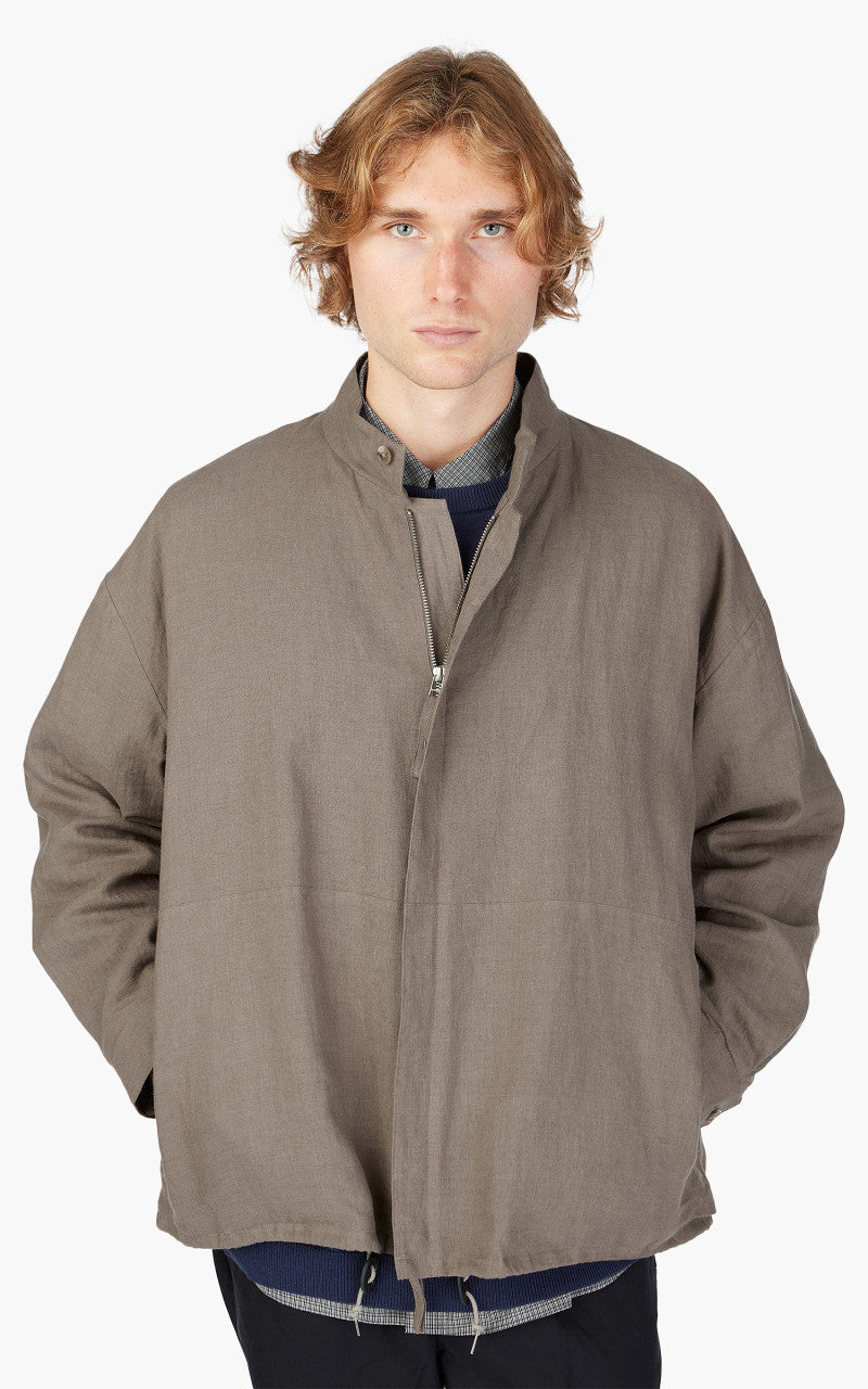 Still By Hand Peach Skin Linen Blouson Taupe