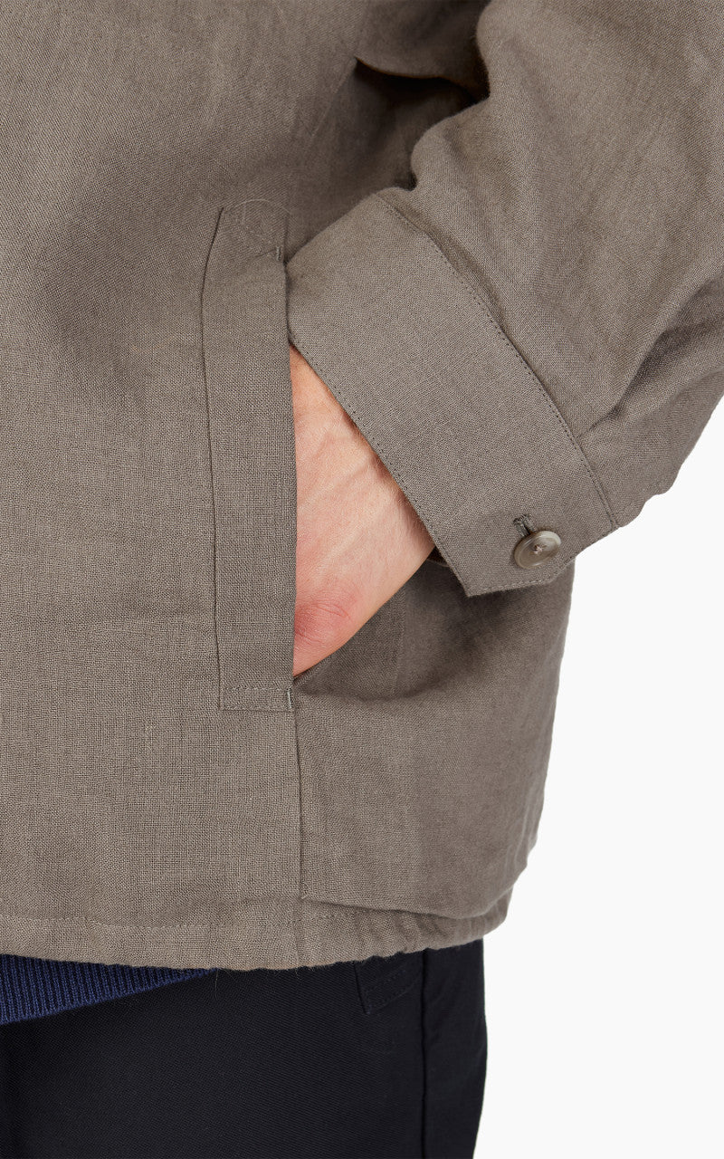 Still By Hand Peach Skin Linen Blouson Taupe