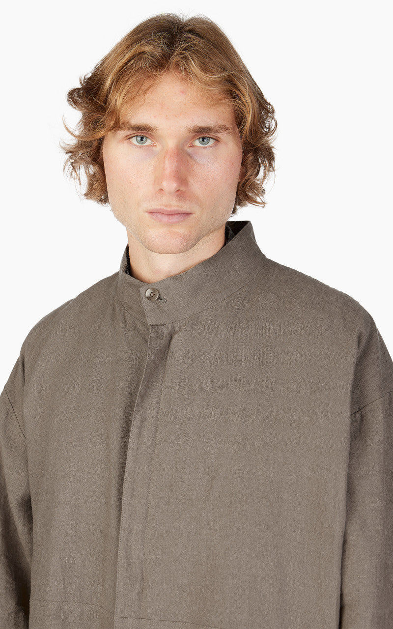 Still By Hand Peach Skin Linen Blouson Taupe
