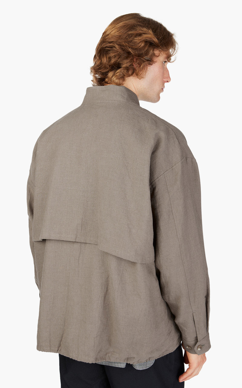 Still By Hand Peach Skin Linen Blouson Taupe