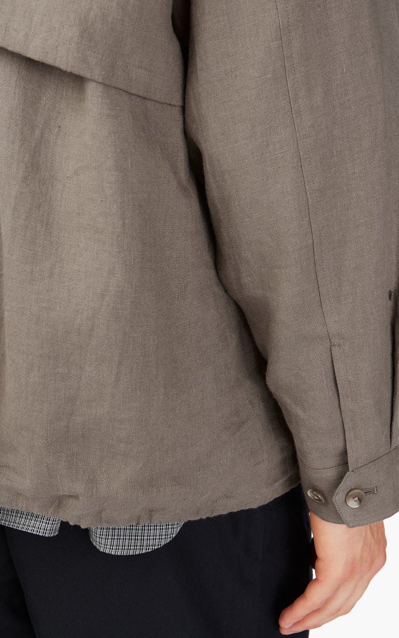 Still By Hand Peach Skin Linen Blouson Taupe