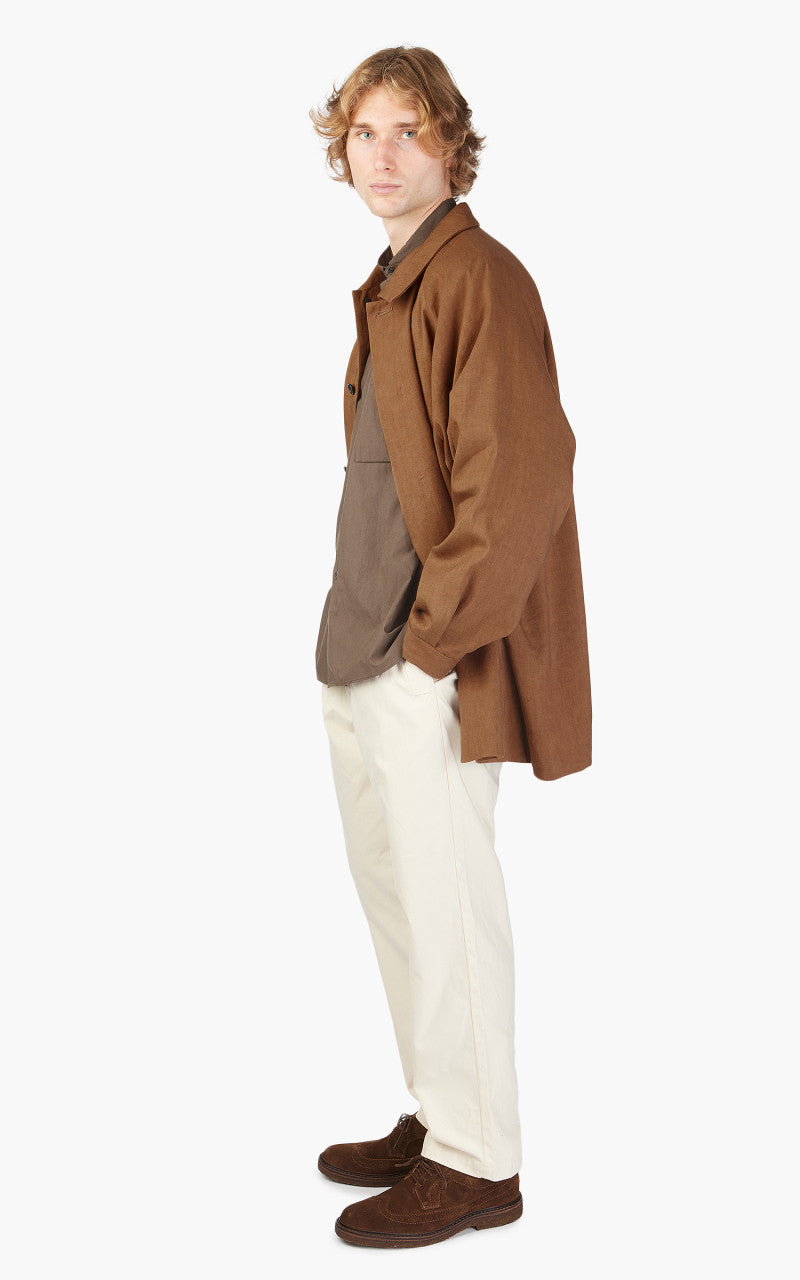 Still By Hand Linen/Wool Half Coat Brick