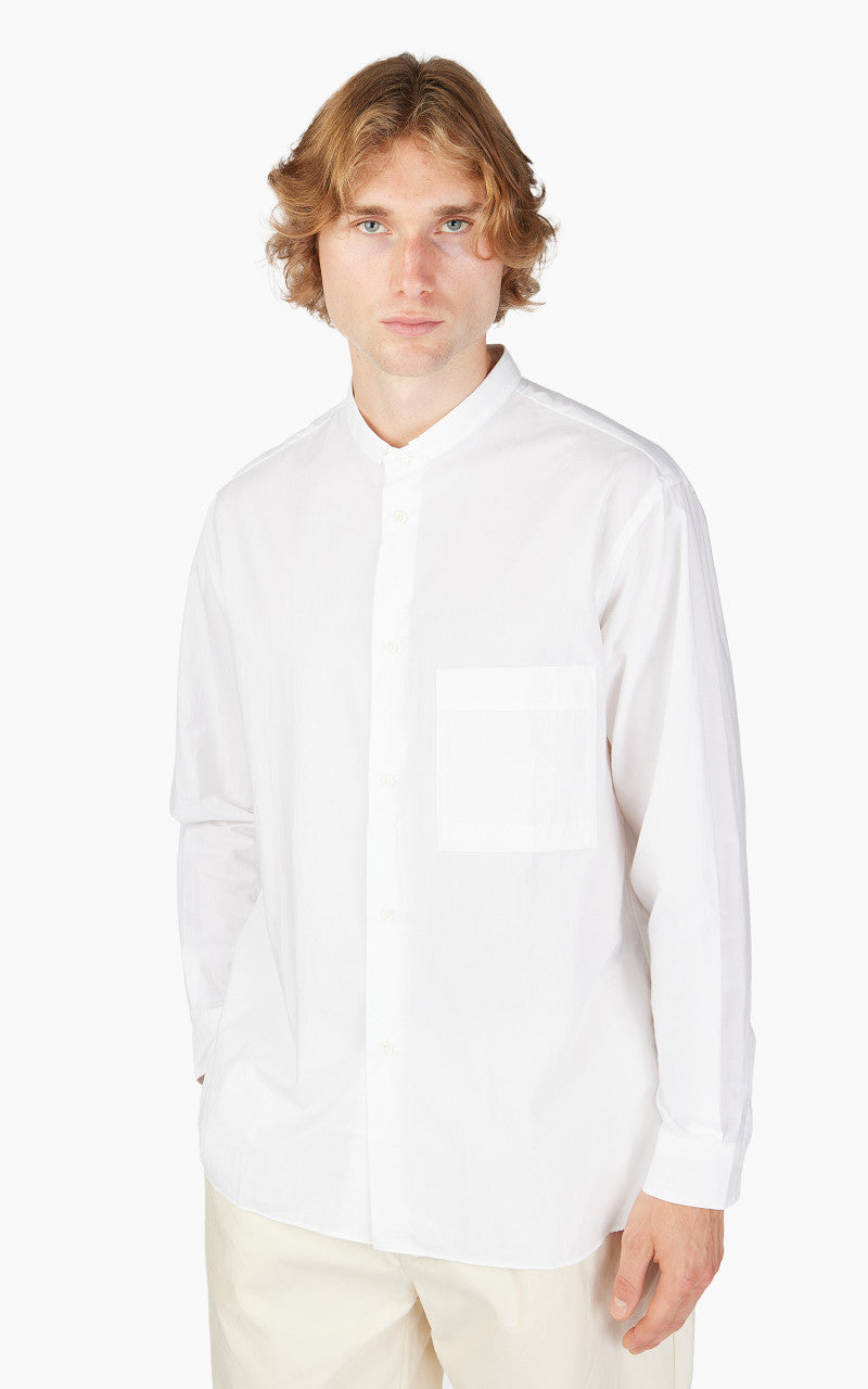 Still By Hand Narrow Collar Shirt White