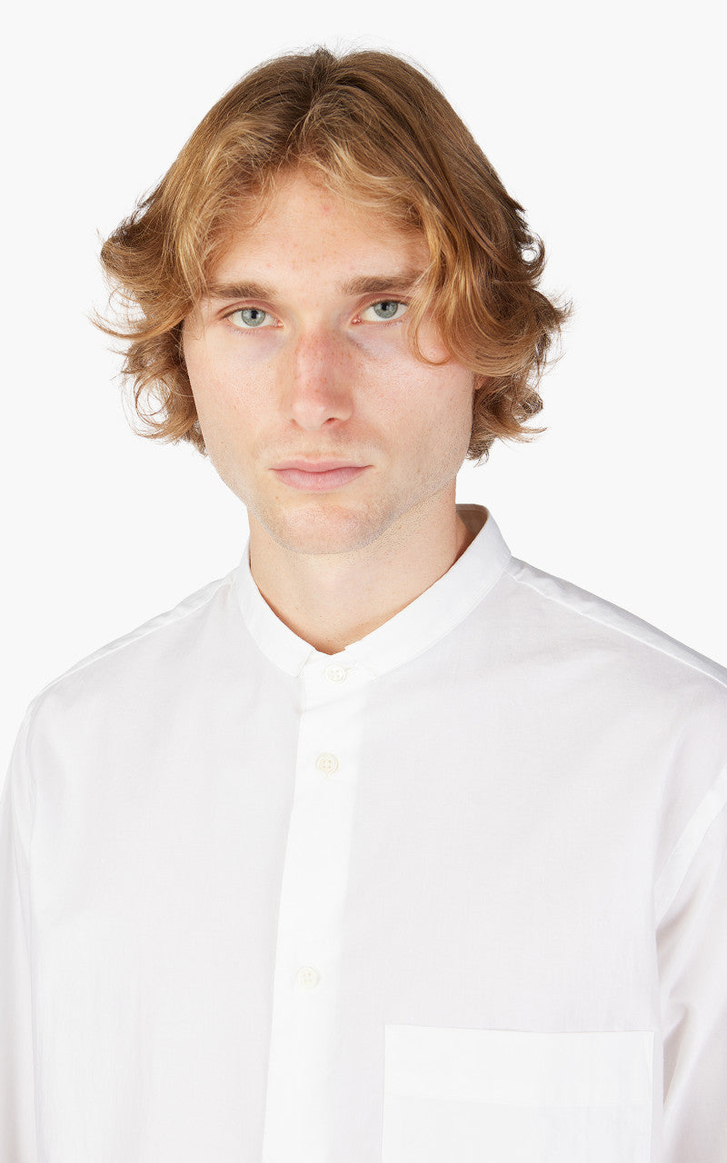 Still By Hand Narrow Collar Shirt White