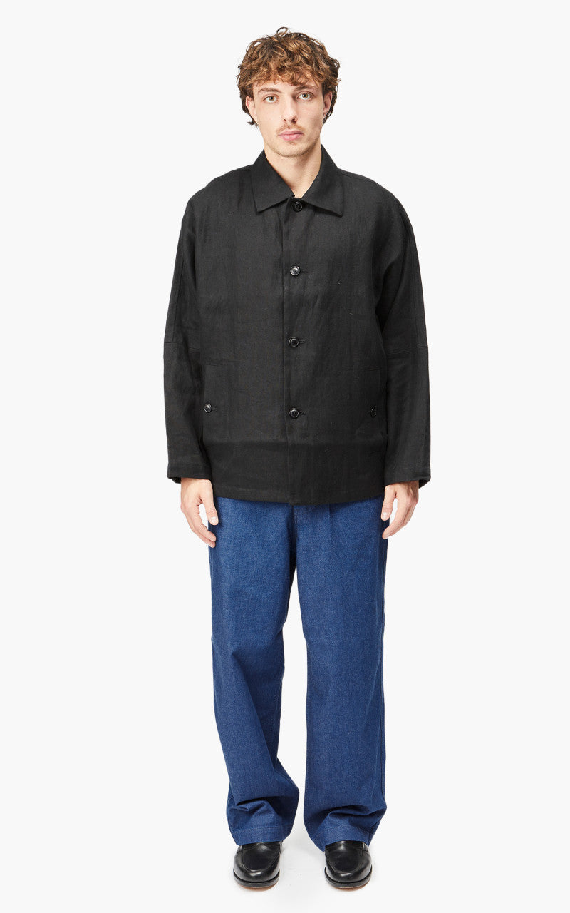 Still By Hand Peach Skin Linen Jacket Black