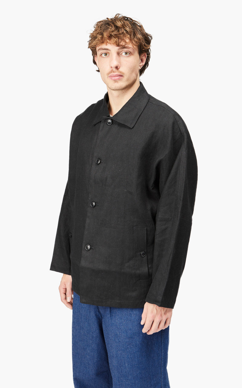 Still By Hand Peach Skin Linen Jacket Black