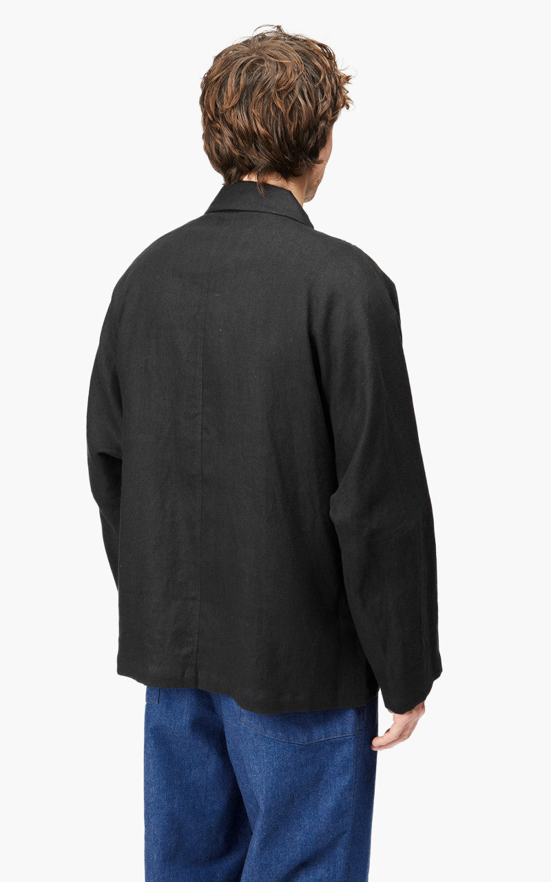Still By Hand Peach Skin Linen Jacket Black