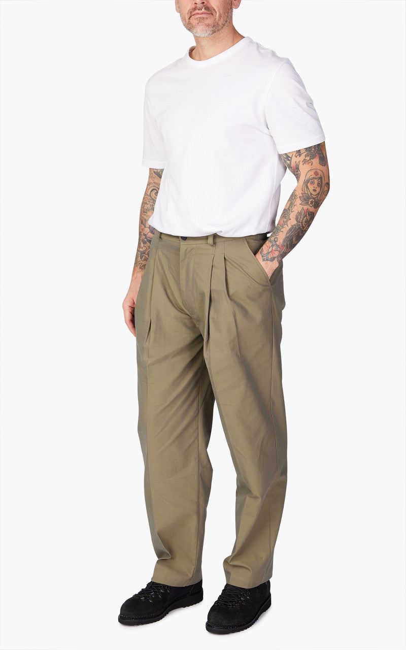 Still By Hand Deep Tuck Pressed Pant Olive