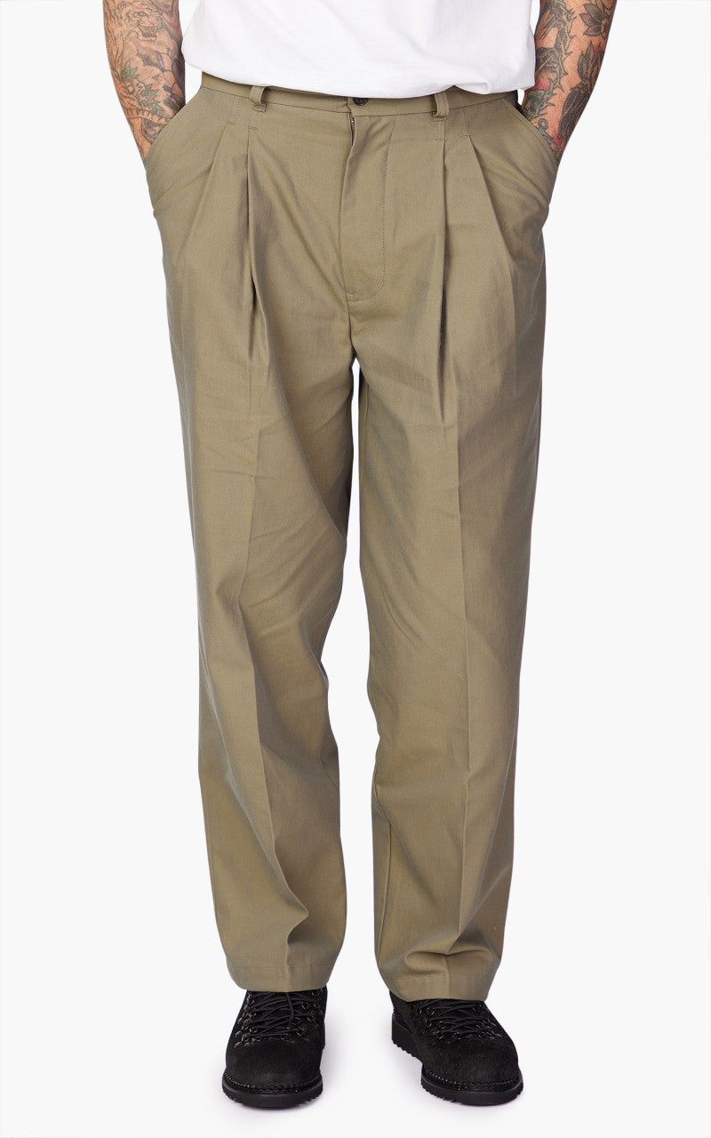 Still By Hand Deep Tuck Pressed Pant Olive