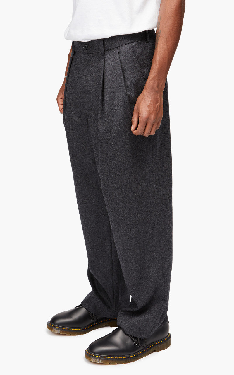 Still By Hand Wide Wool Pants Charcoal