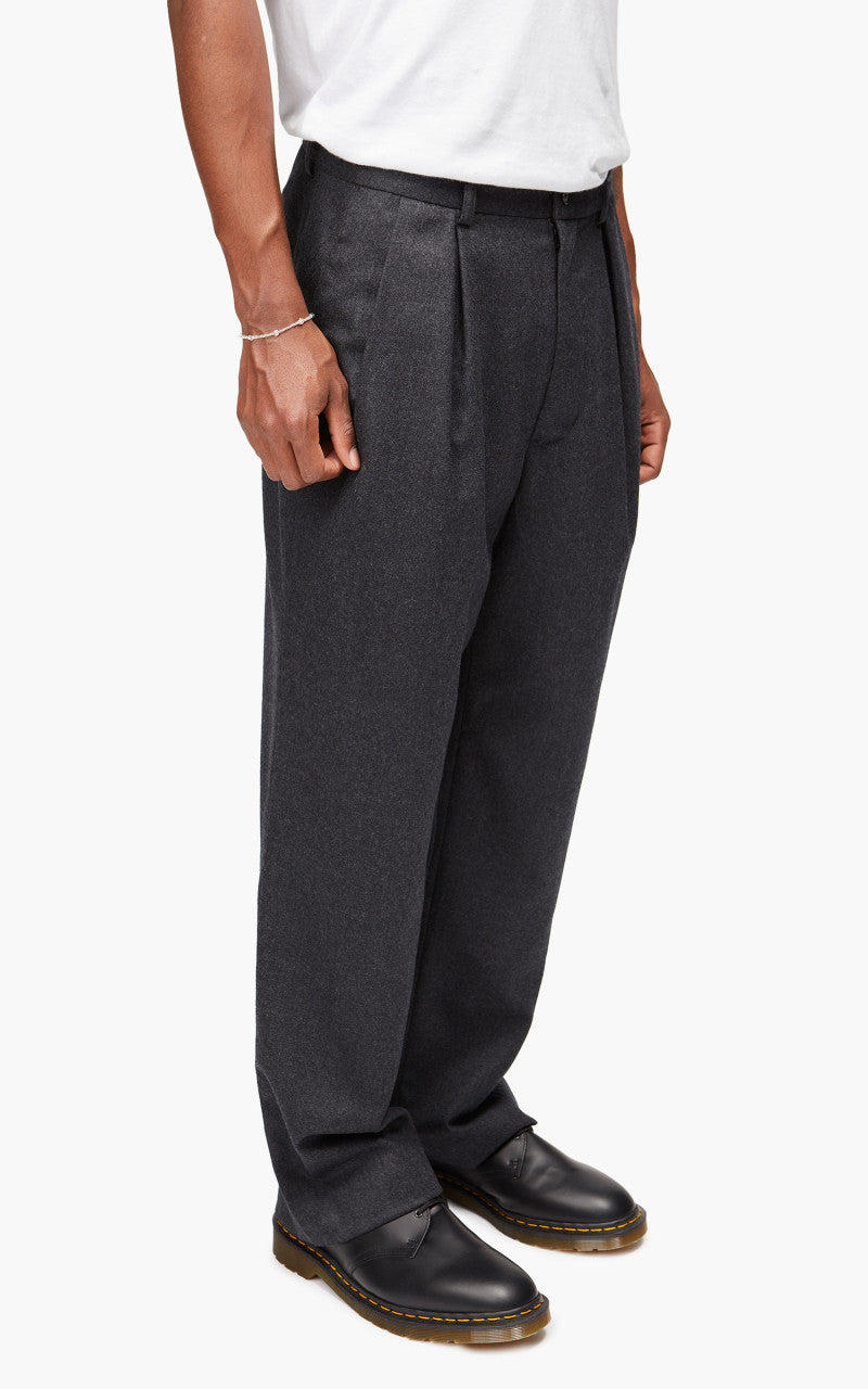 Still By Hand Wide Wool Pants Charcoal