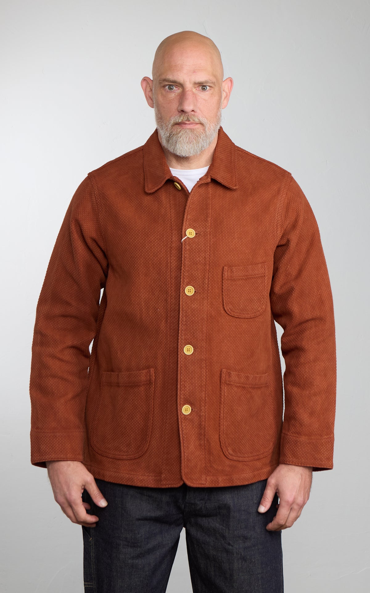 Studio D'Artisan 4632 Amami Oshima Mud-Dyed Sashiko Jacket Brown