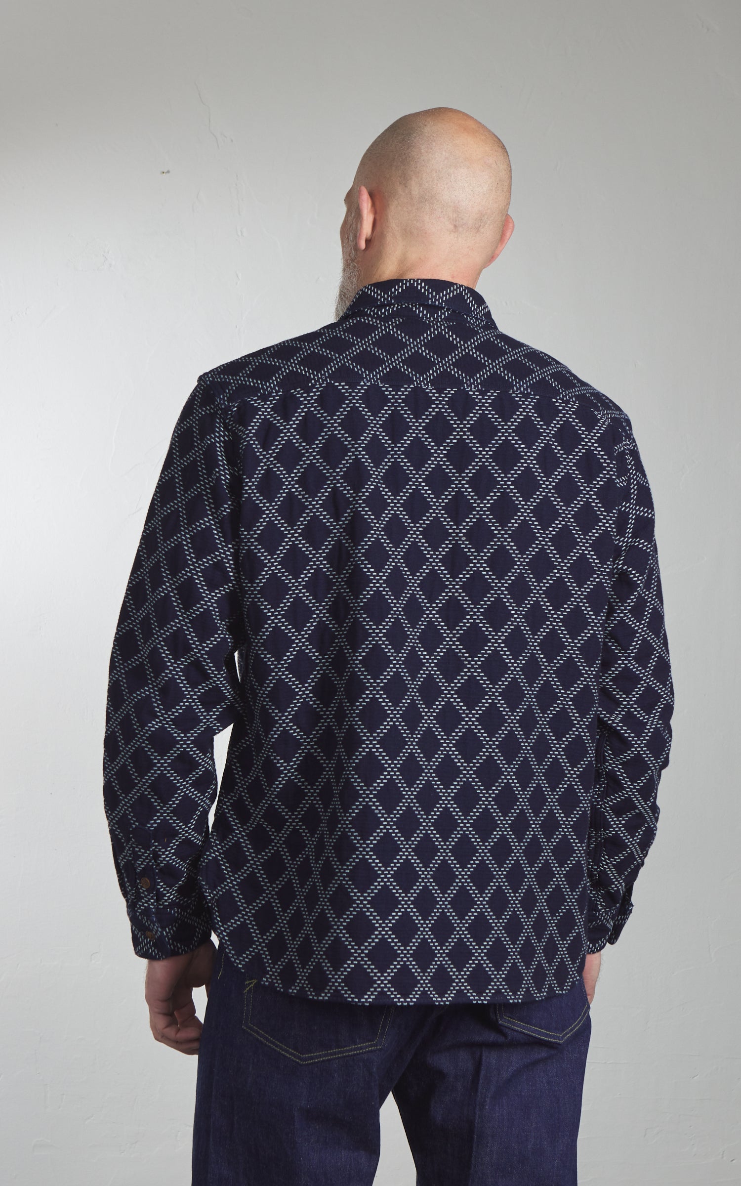 Studio D'Artisan 5728 Indigo Sashiko Dobby Work Shirt Indigo