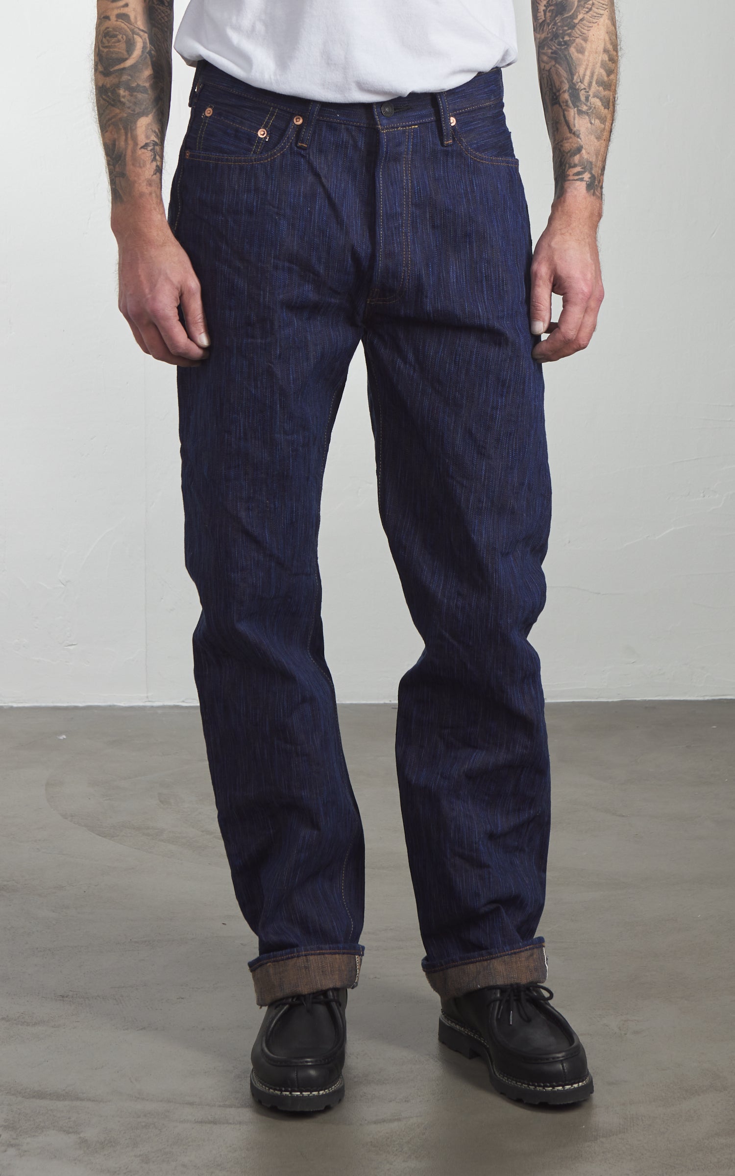 Studio D'Artisan D1905 "Awa Sho-Ai Kakishibu" Regular Straight Selvedge Jeans One Wash Indigo