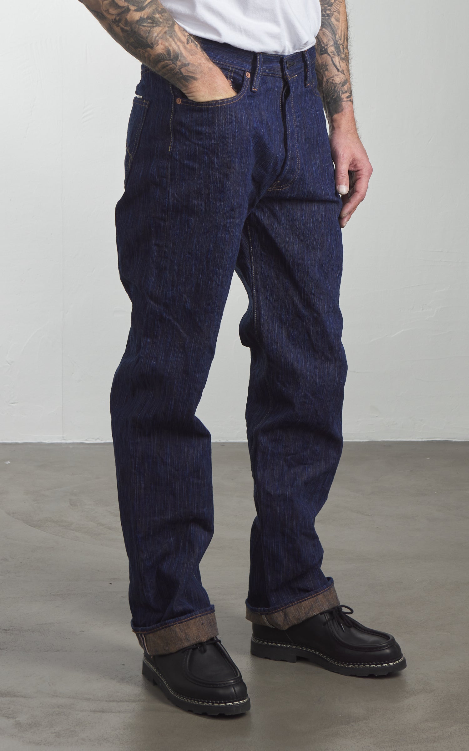 Studio D'Artisan D1905 "Awa Sho-Ai Kakishibu" Regular Straight Selvedge Jeans One Wash Indigo
