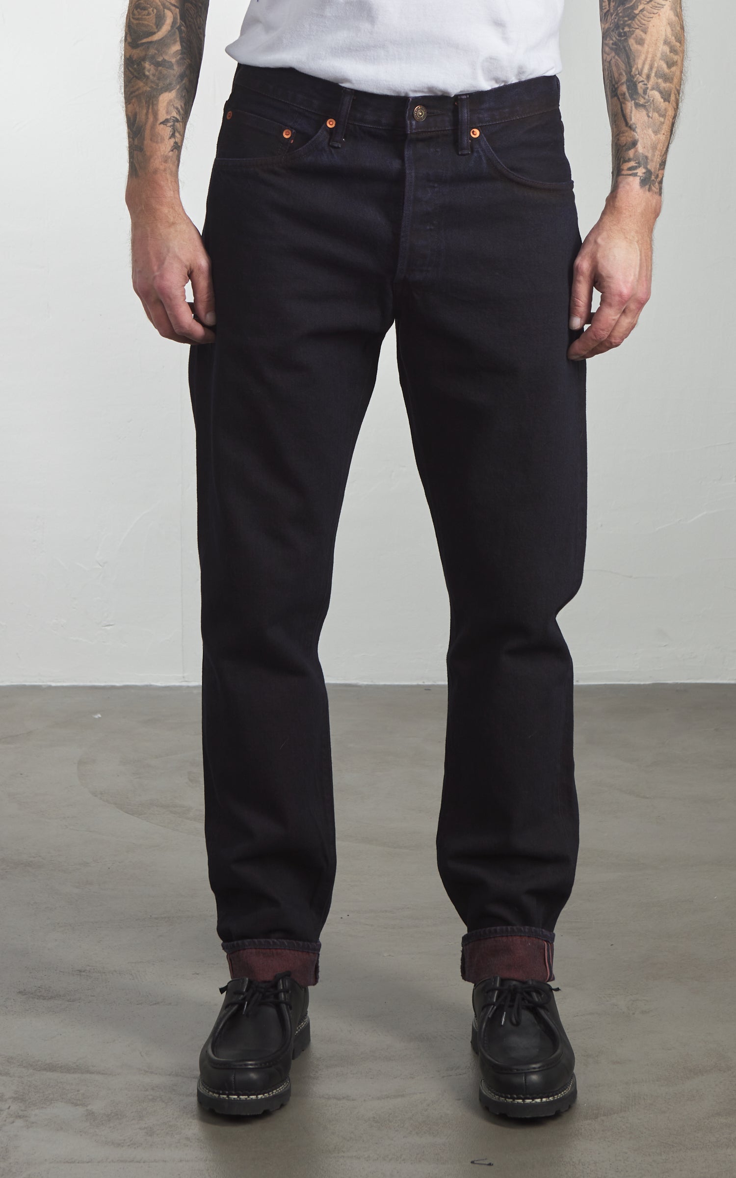 Studio D'Artisan D1908 "Begala-Dye" Relaxed Tapered Selvedge Jeans Indigo/Red