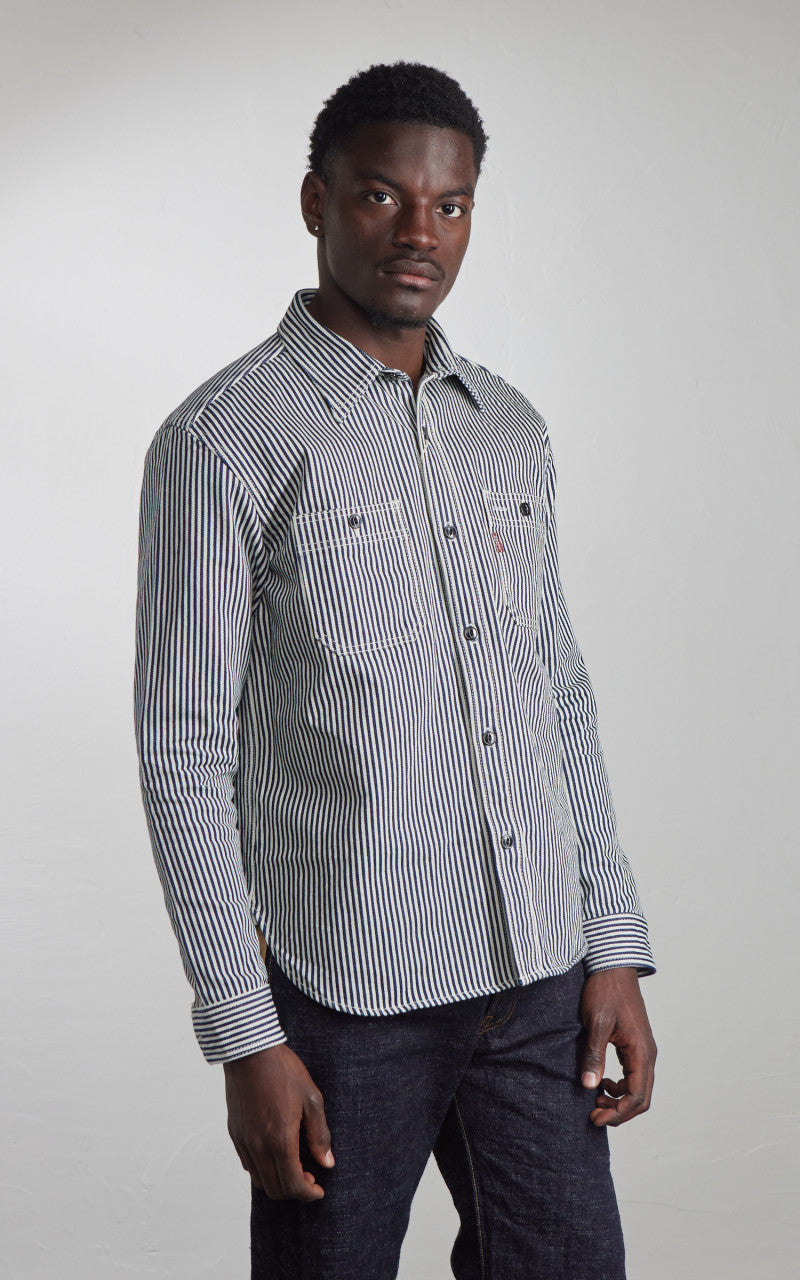 Studio D'Artisan D5335H Heavy Japanese Hickory Stripe Work Shirt Indigo
