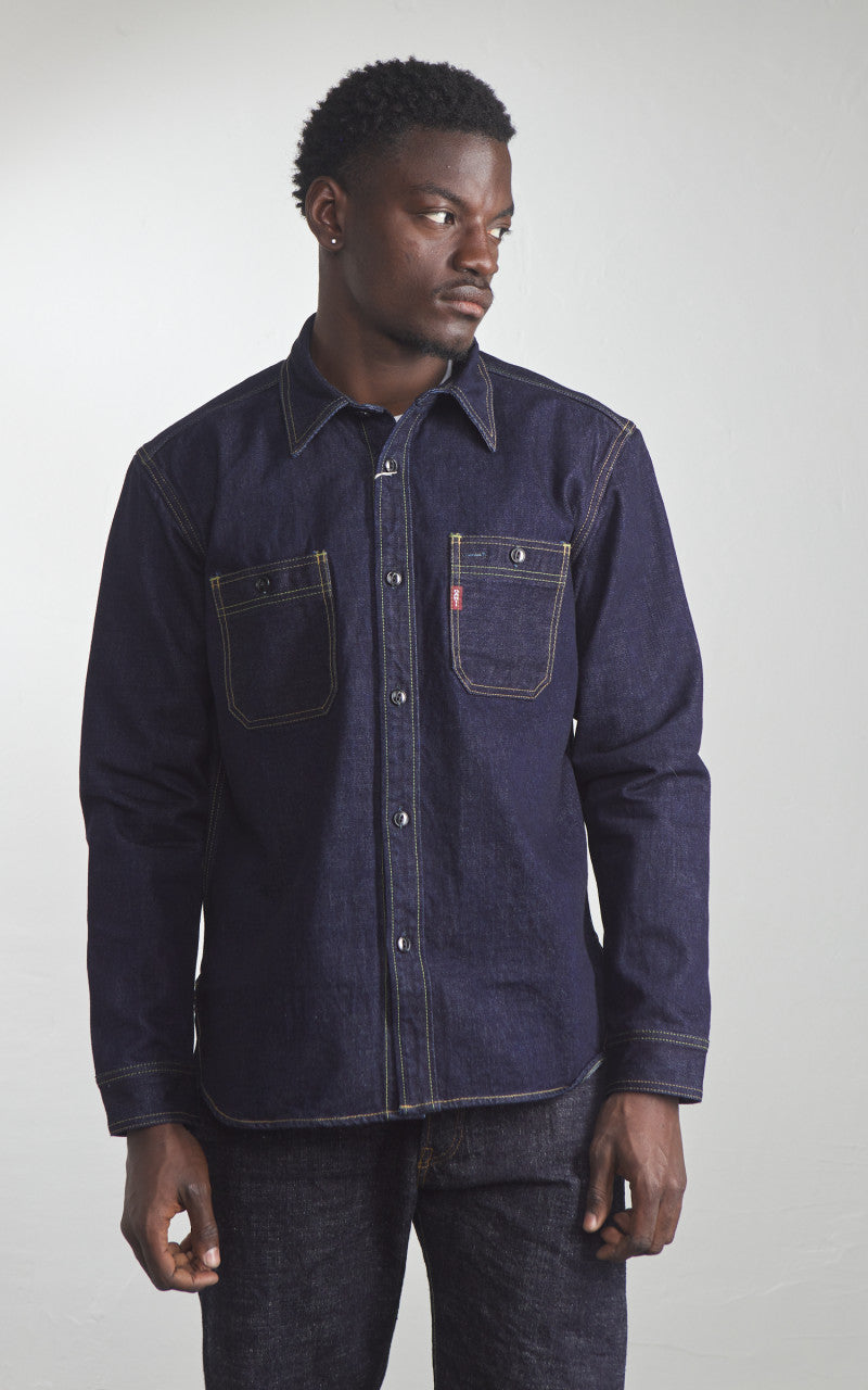 Studio D'Artisan D5335 Selvedge Denim Work Shirt One Wash Indigo