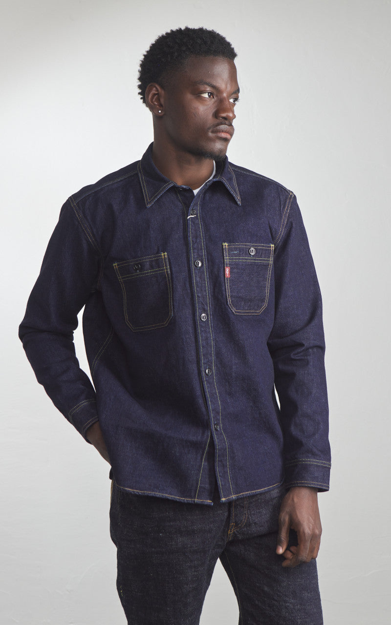 Studio D'Artisan D5335 Selvedge Denim Work Shirt One Wash Indigo