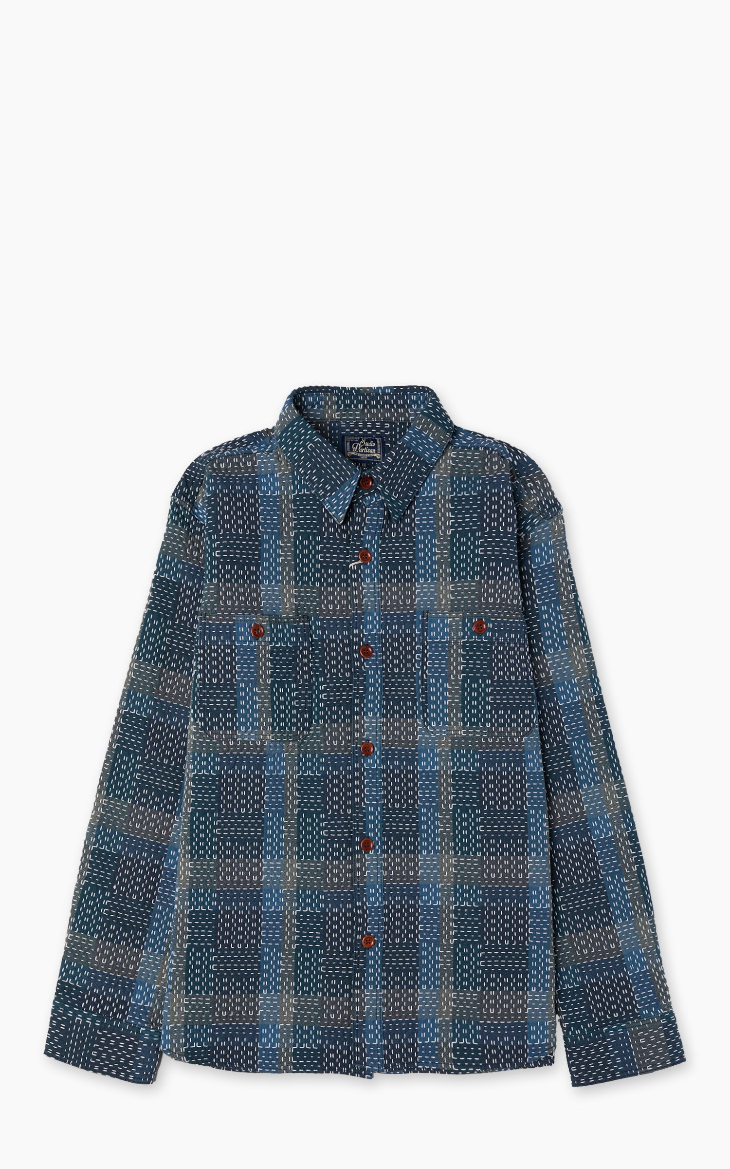 Studio D'Artisan 5651 Noragi Sashiko Shirt Blue