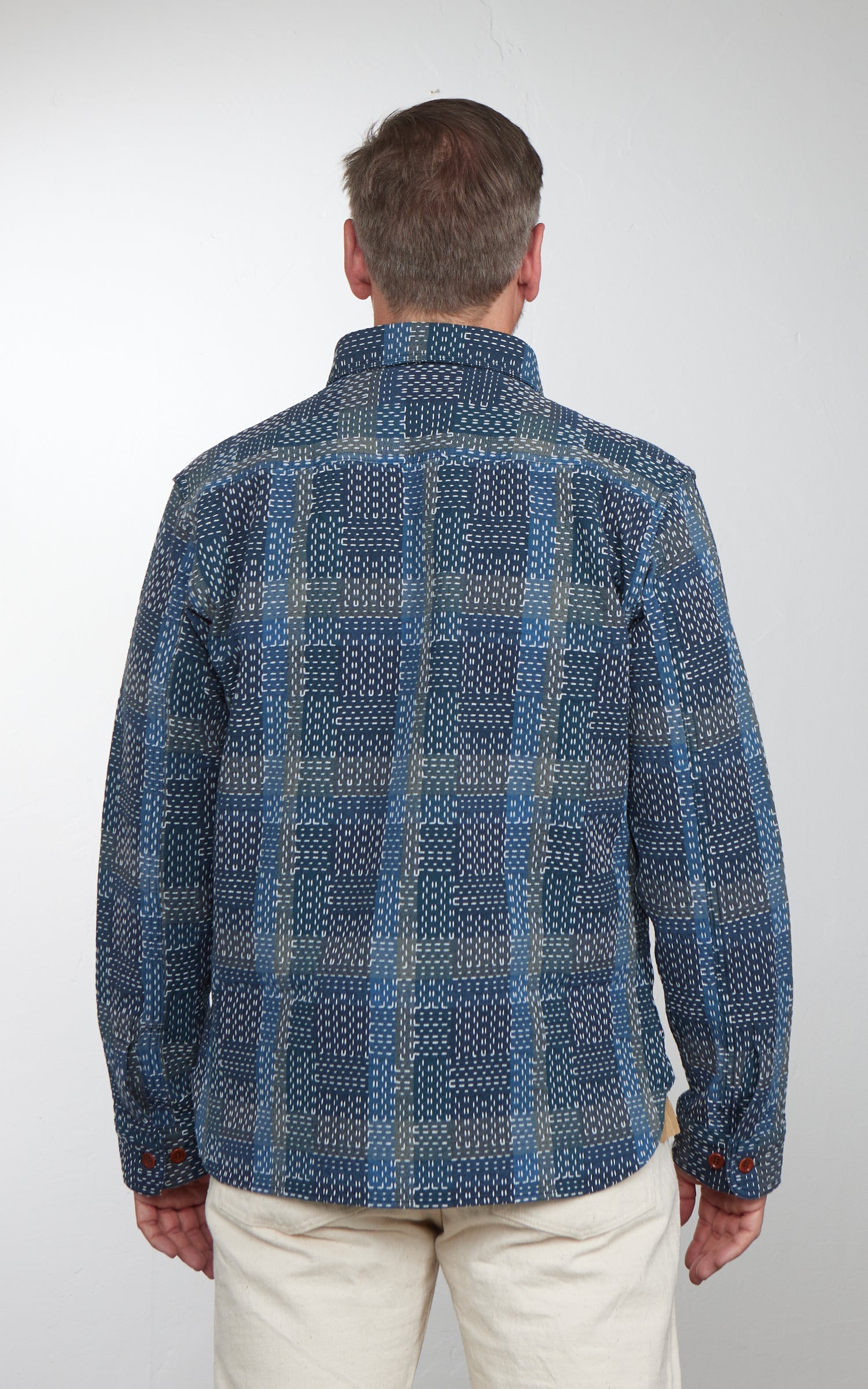 Studio D'Artisan 5651 Noragi Sashiko Shirt Blue