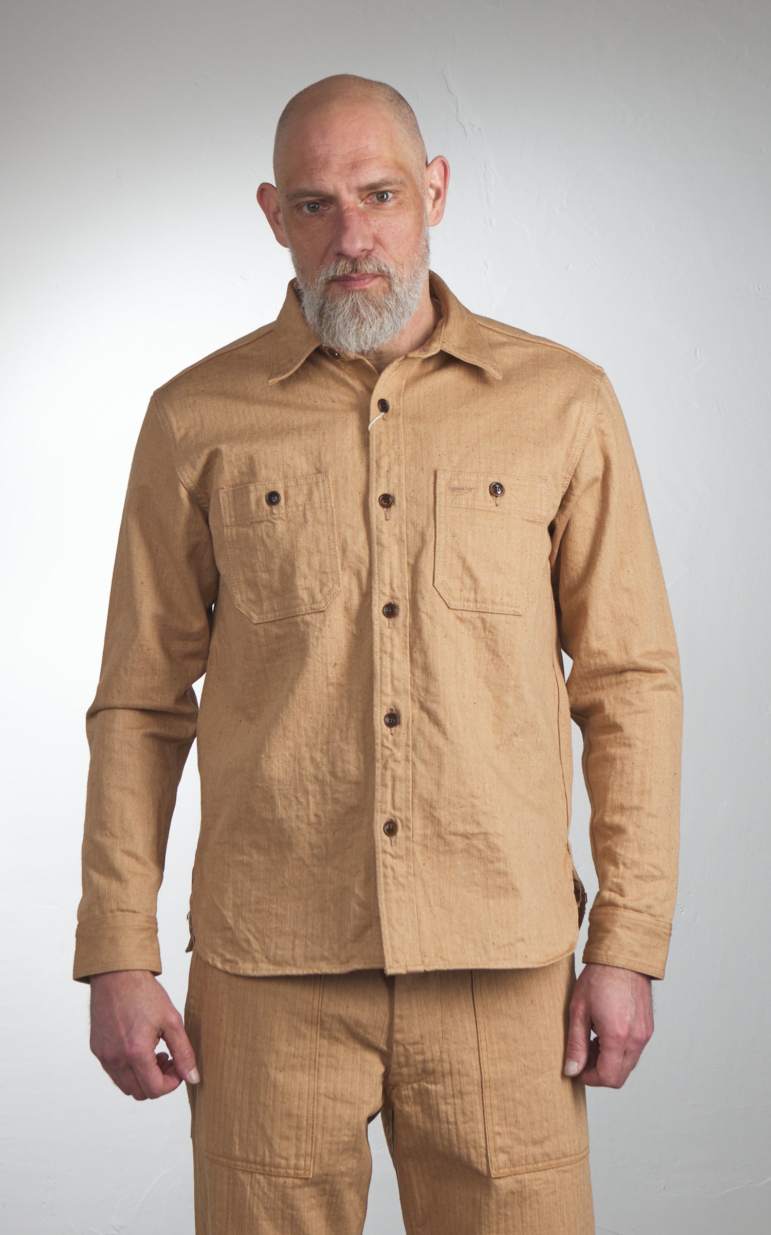 Studio D'Artisan 5740 Fox Cotton Work Shirt Brown