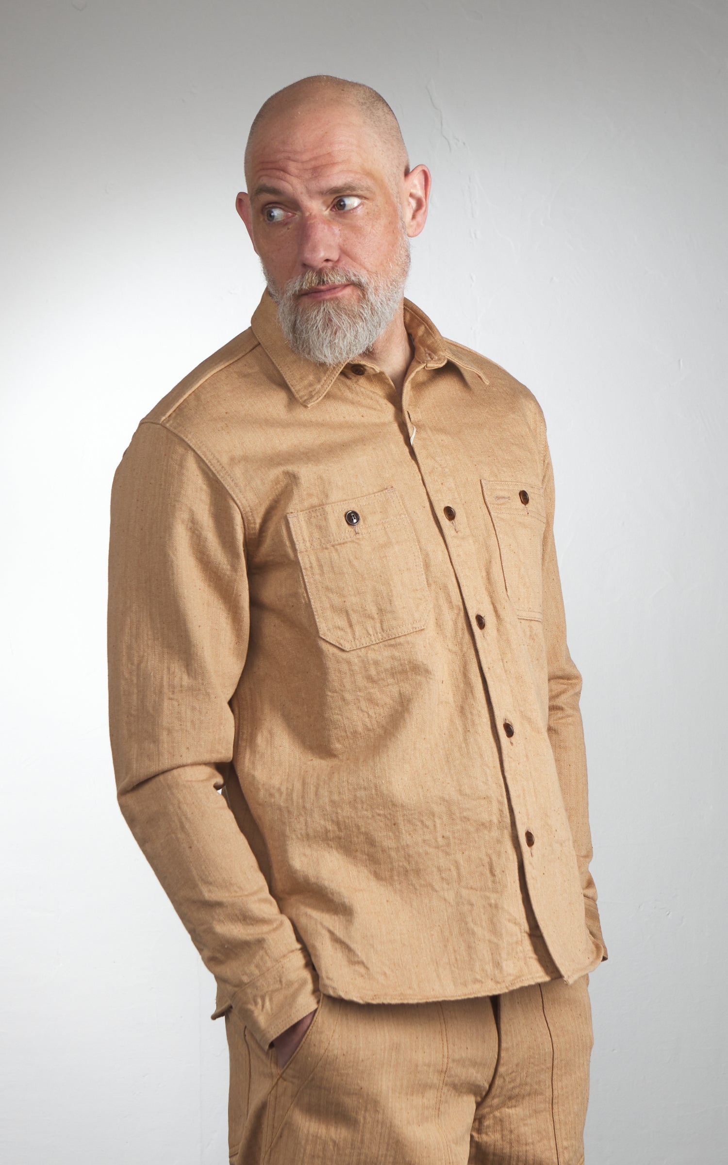 Studio D'Artisan 5740 Fox Cotton Work Shirt Brown