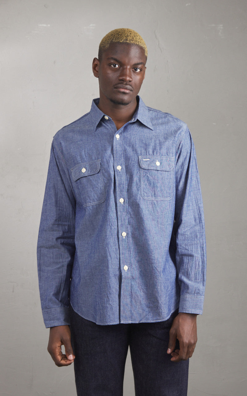 Sugar Cane SC27850 Blue Chambray Work Shirt One Wash Blue