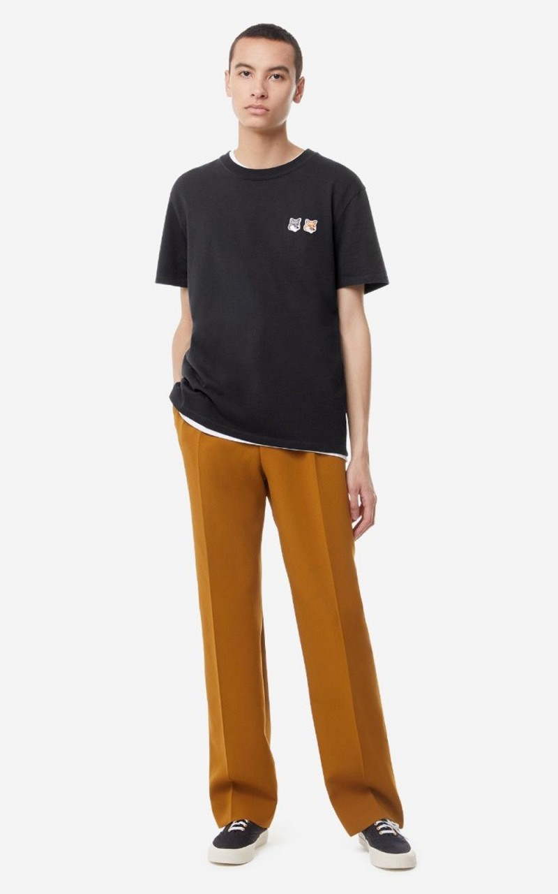 Maison Kitsuné T-Shirt Double Fox Head Patch Anthracite