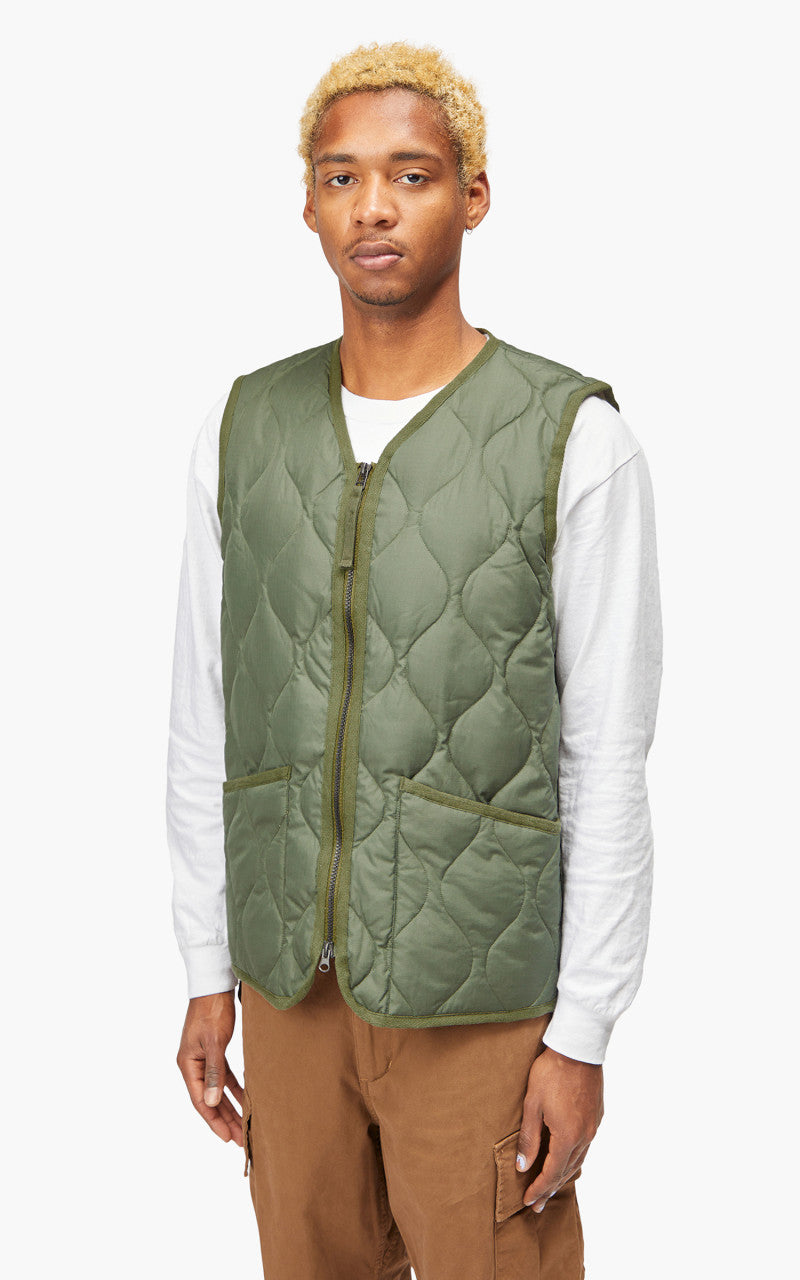 Taion Military Zip V-Neck Vest Olive