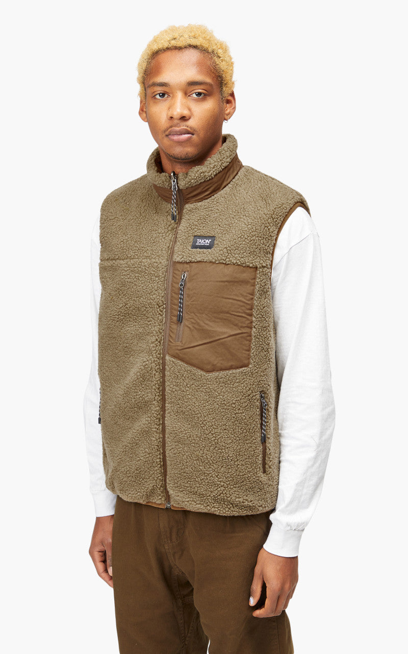 Taion Mountain Reversible Down x Boa Vest Light Brown/Beige
