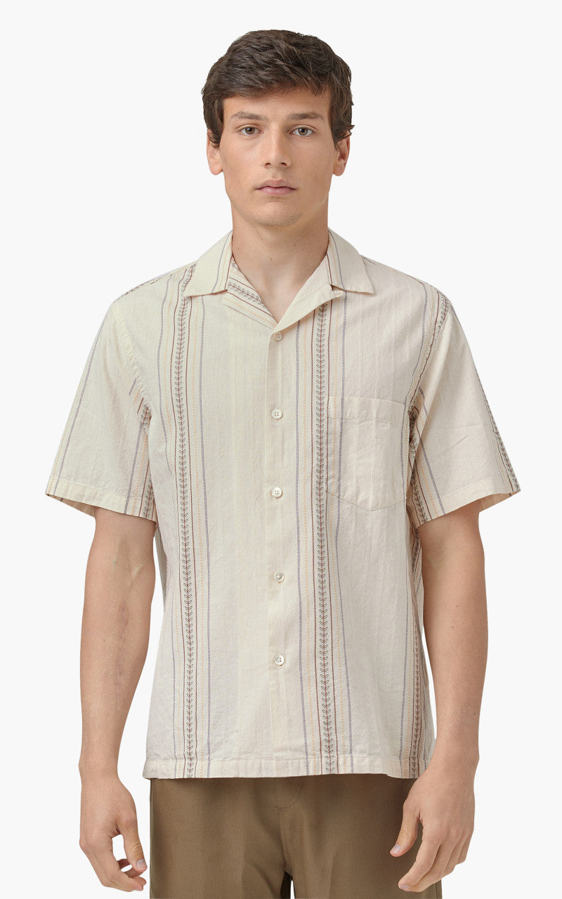 Portuguese Flannel Tapestry Camp Collar Shirt Natural