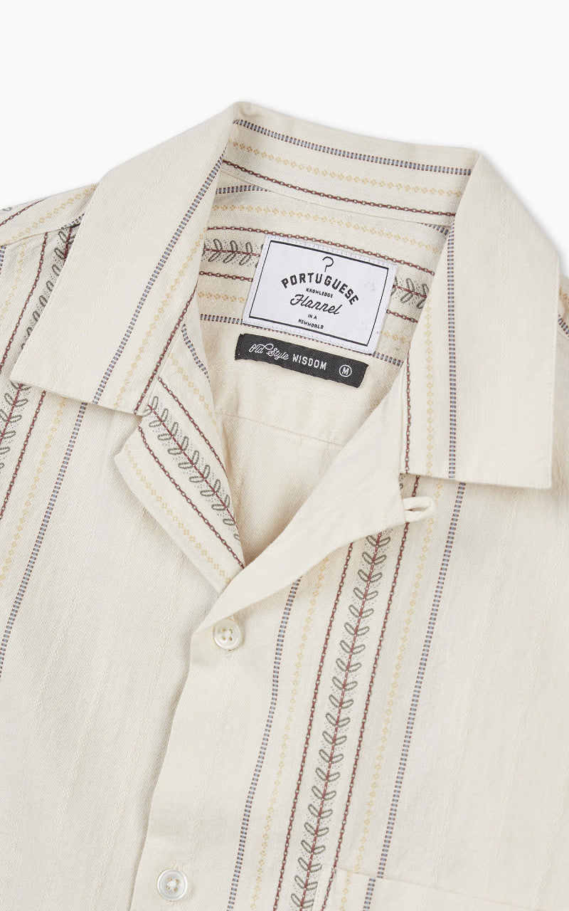 Portuguese Flannel Tapestry Camp Collar Shirt Natural