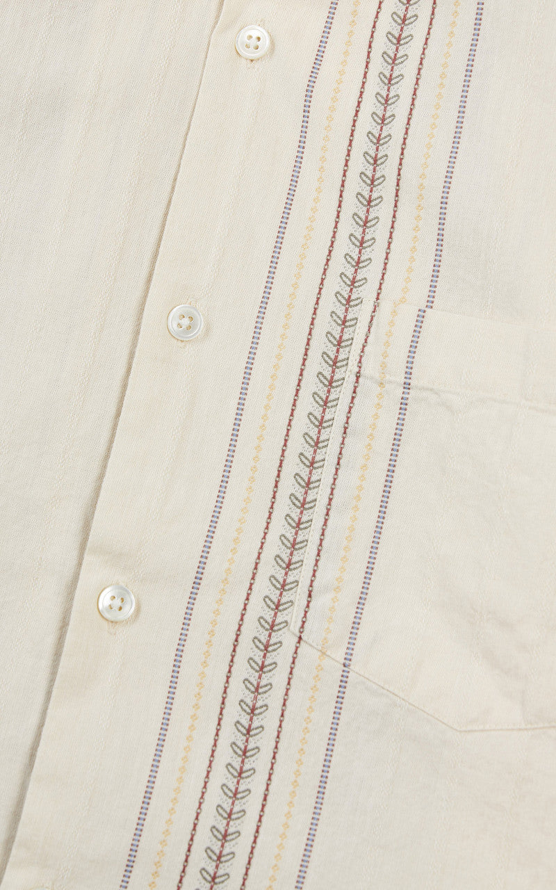 Portuguese Flannel Tapestry Camp Collar Shirt Natural