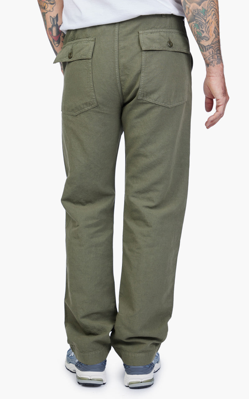 Tellason Fatigue Pant Straight Cotton Linen Slub Moss