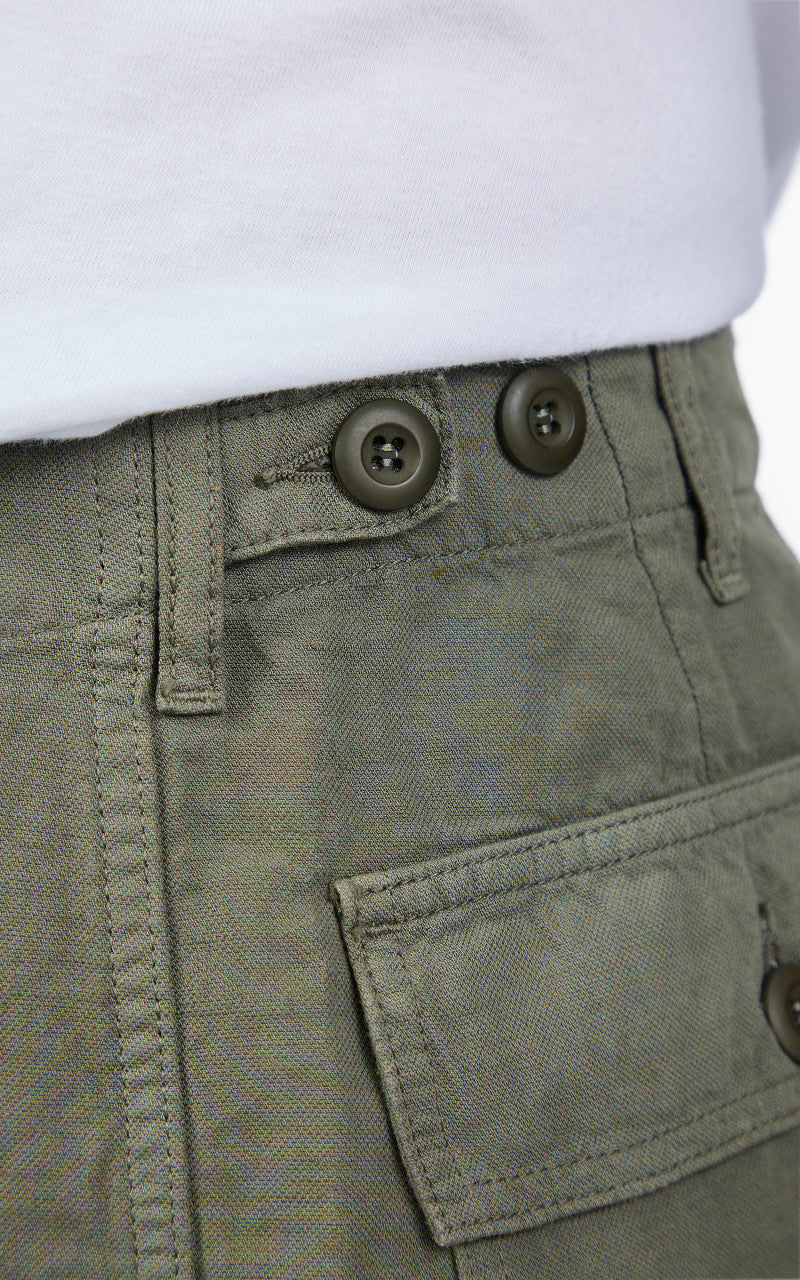 Tellason Fatigue Pant Straight Cotton Linen Slub Moss