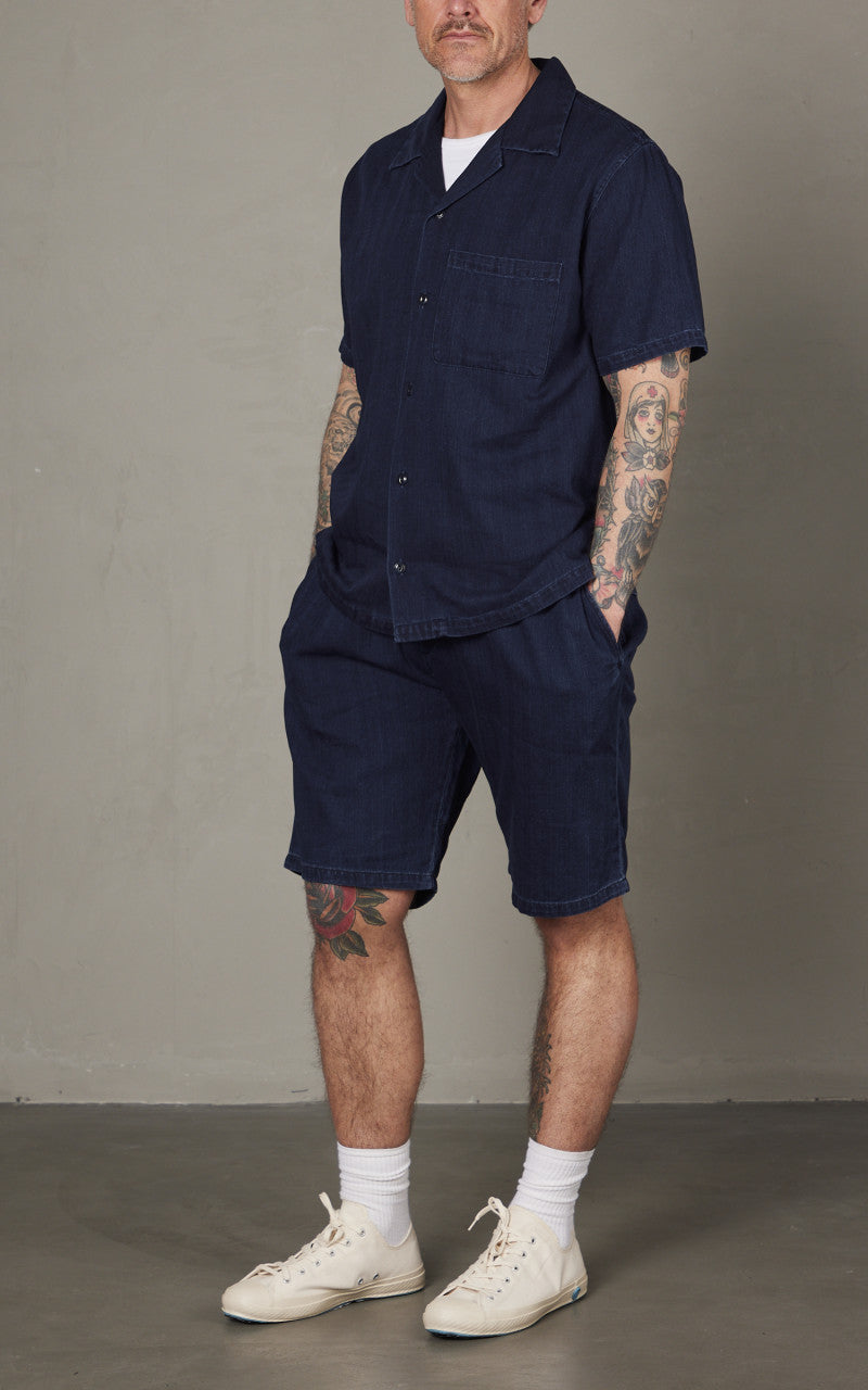 Tellason Easy Shorts Herringbone Dyed Indigo