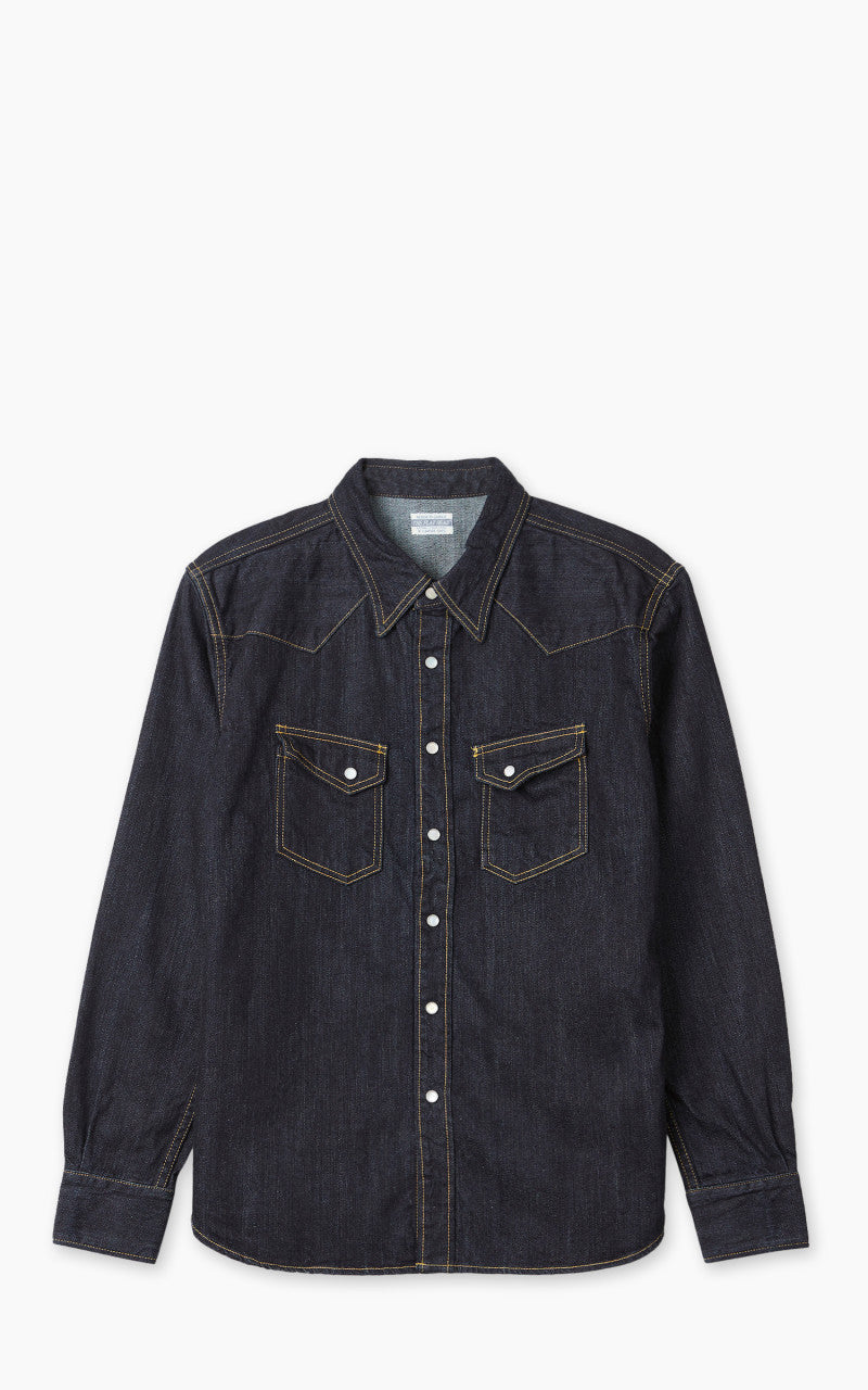 The Flat Head FN-SDW-001L Denim Western Shirt Selvedge Indigo