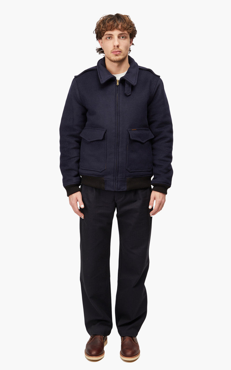 The Quartermaster A2 Flight Jacket Wool Navy