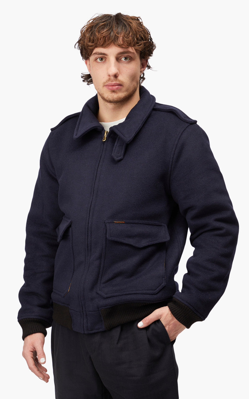 The Quartermaster A2 Flight Jacket Wool Navy