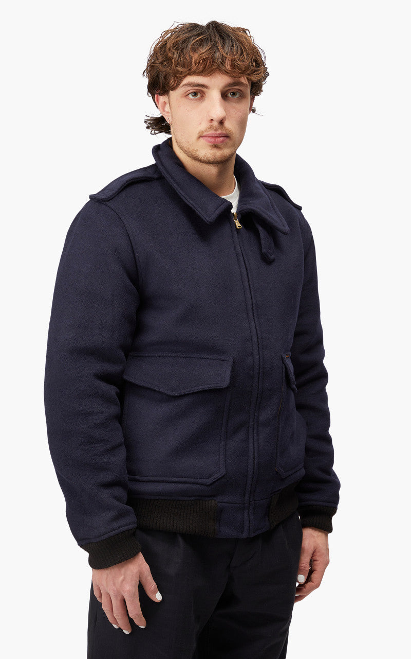 The Quartermaster A2 Flight Jacket Wool Navy
