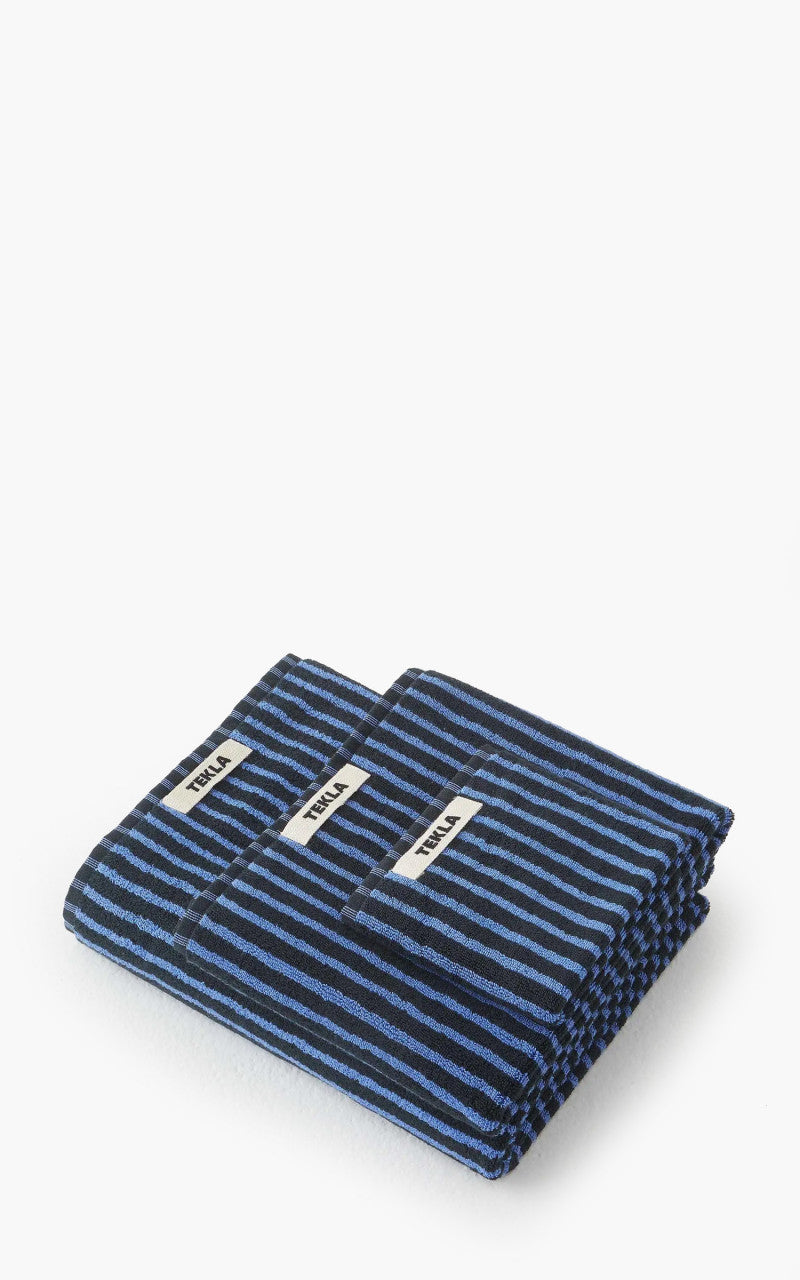 TEKLA Terry Towel Stripes Black/Blue Stripes
